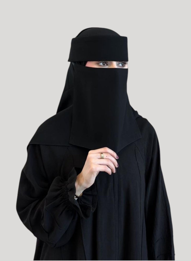 BHNS 2 Niqab Medium Abu Rada Elastic Slanted 8 Inch Regular - Women's Nameless Niqab Elastic Reinforced with Soft, High-Quality Fabric, Comfortable and Light on the Skin Sharia Face Hijab, Slip-Resistant, Washable, Perfect for Everyday and Occasion Use - Image 2